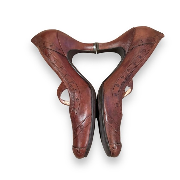 Biviel Brown‎ Leather Mary Jane Slip On Kitten Heels Sz 8 - Picture 3 of 16